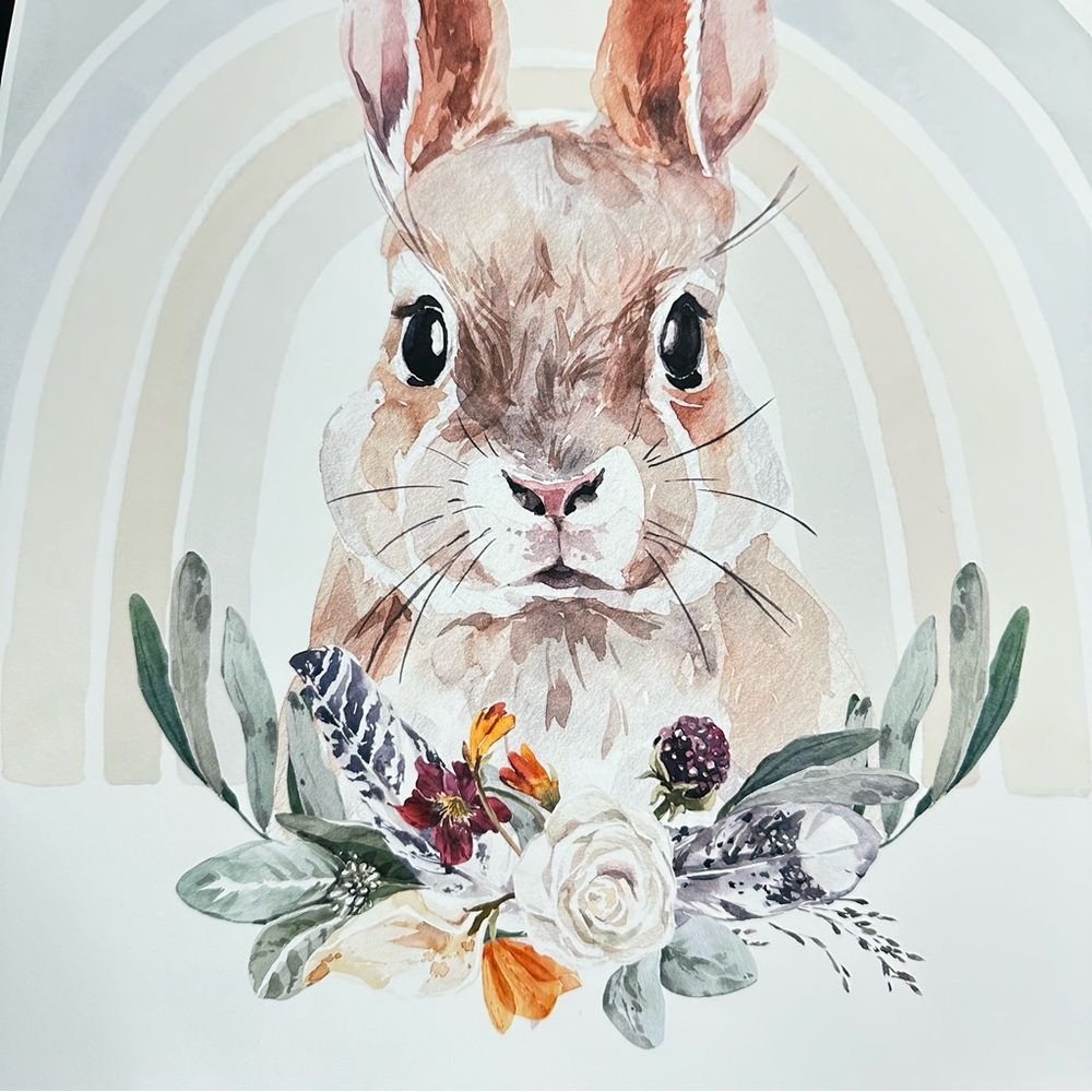 Watercolor Floral Bunny Wall Art Illustration Print Poster Card Unframed - Picture 14 of 14